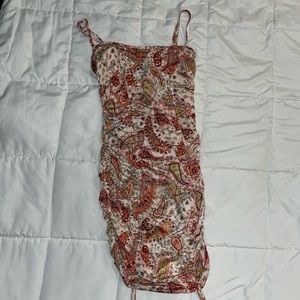 Sky to Moon - pink paisley ruched string dress